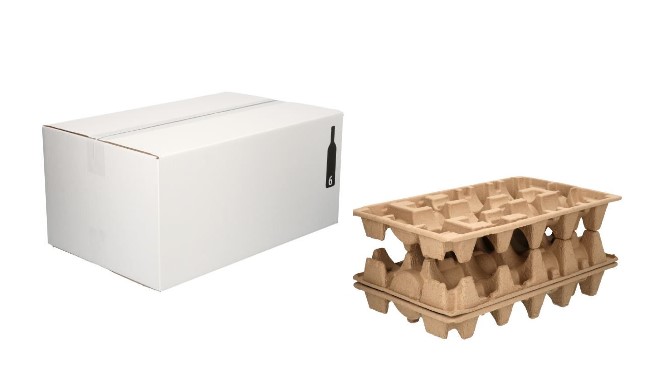 Emballage de bouteilles + intérieur en pâte à papier